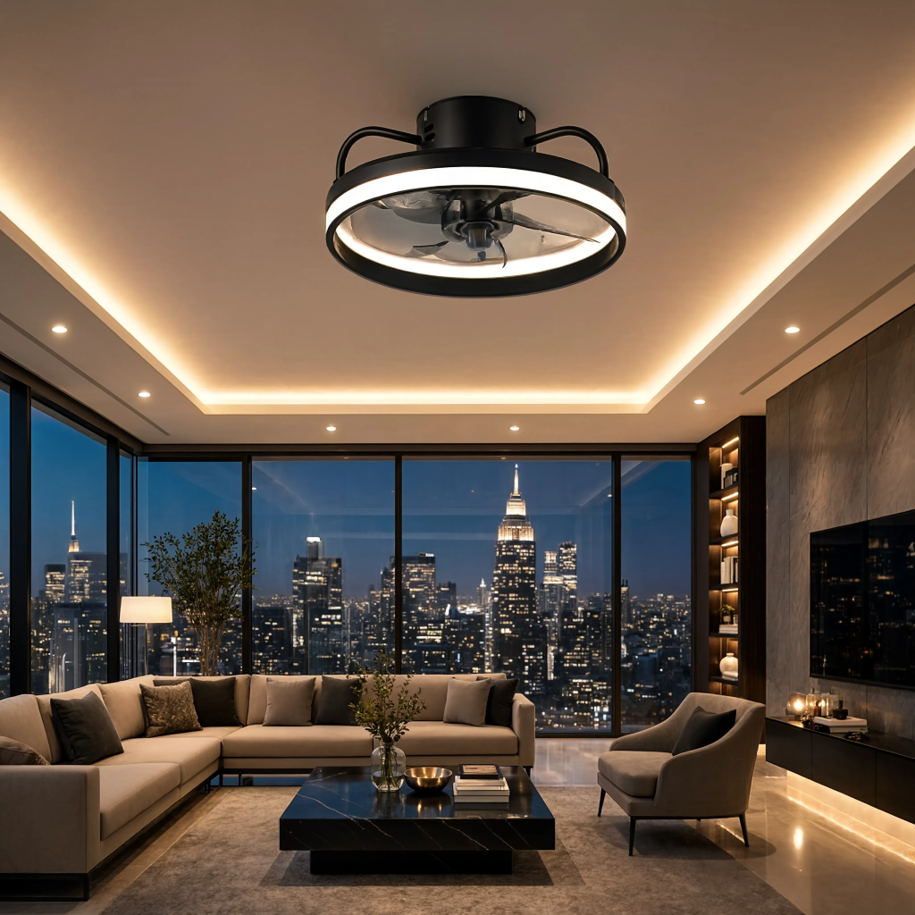 Ventilateur de Plafond Compact Connecté avec LED - Modèle Noroît