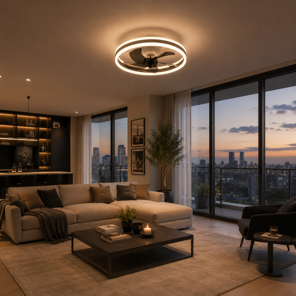 Plafonnier Ventilateur de Plafond Ultra-Slim avec LED — Modèle Estelle