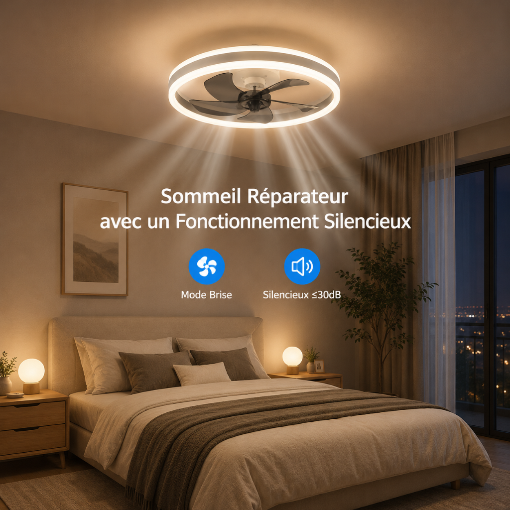 Plafonnier Ventilateur de Plafond Ultra-Slim avec LED — Modèle Estelle