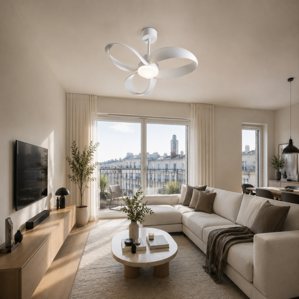 Ventilateur de plafond Sirocco, vue rapprochée du moteur DC
