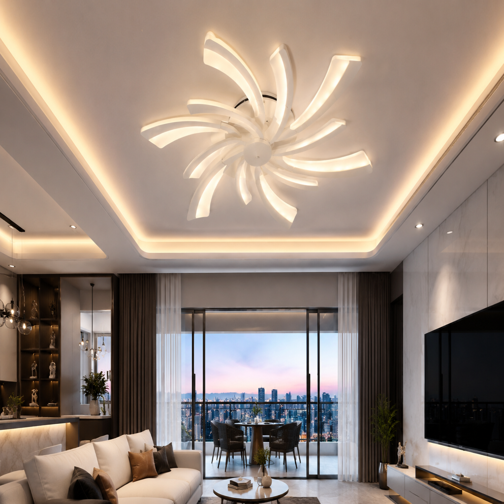 Ventilateur de Plafond Design Éventail avec LED - Modèle Levante