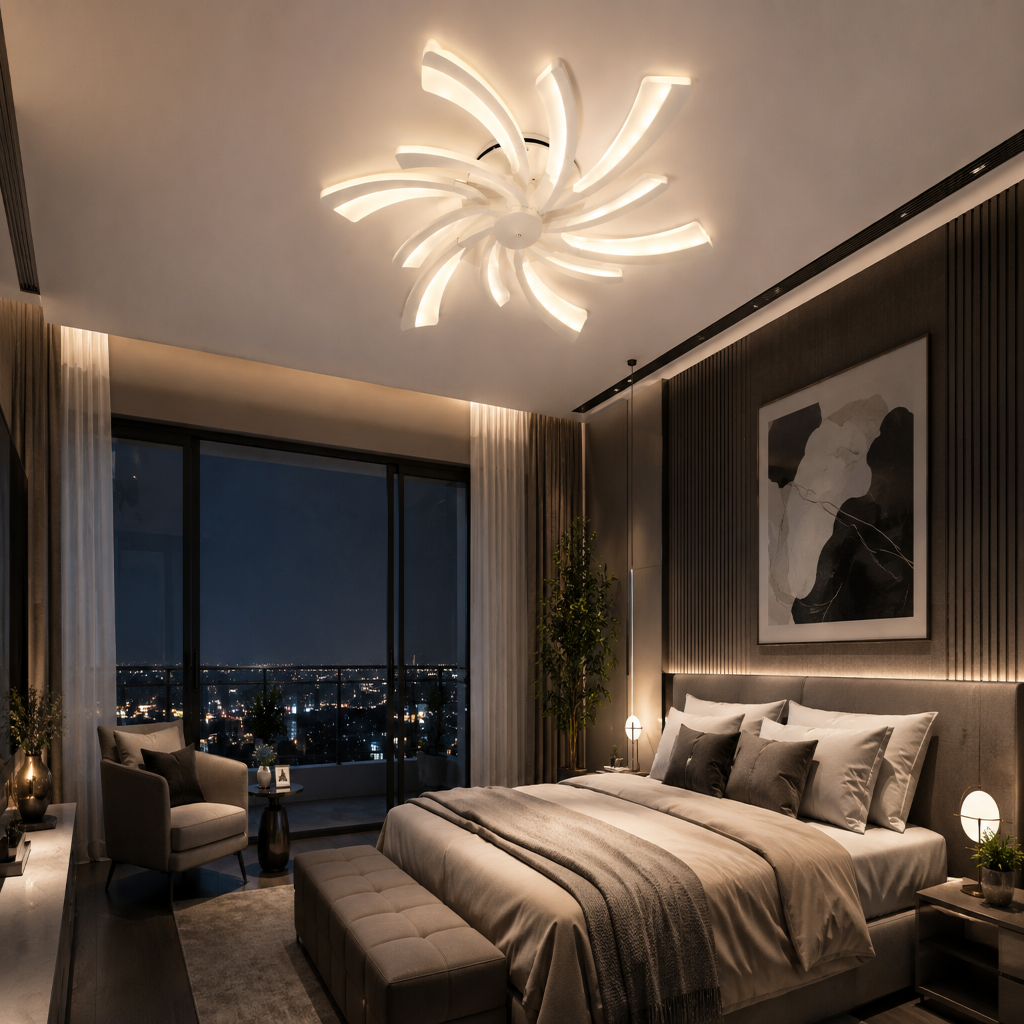 Ventilateur de Plafond Design Éventail avec LED - Modèle Levante