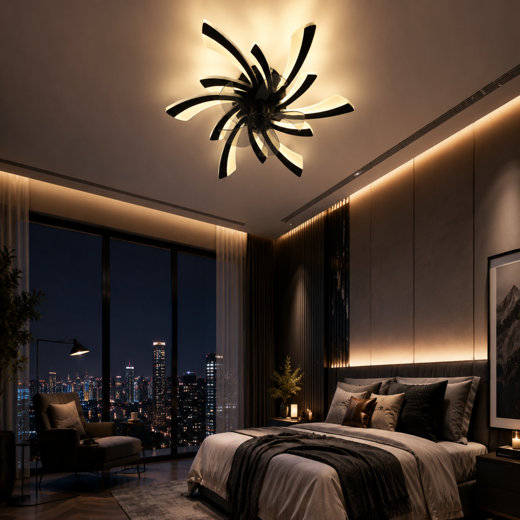 Ventilateur de Plafond Design Éventail avec LED - Modèle Levante