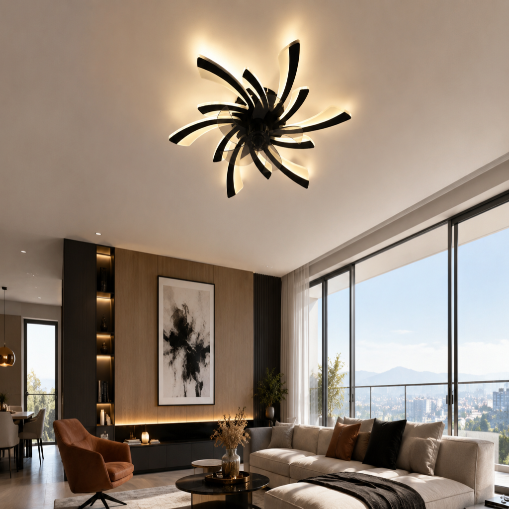 Ventilateur de Plafond Design Éventail avec LED - Modèle Levante