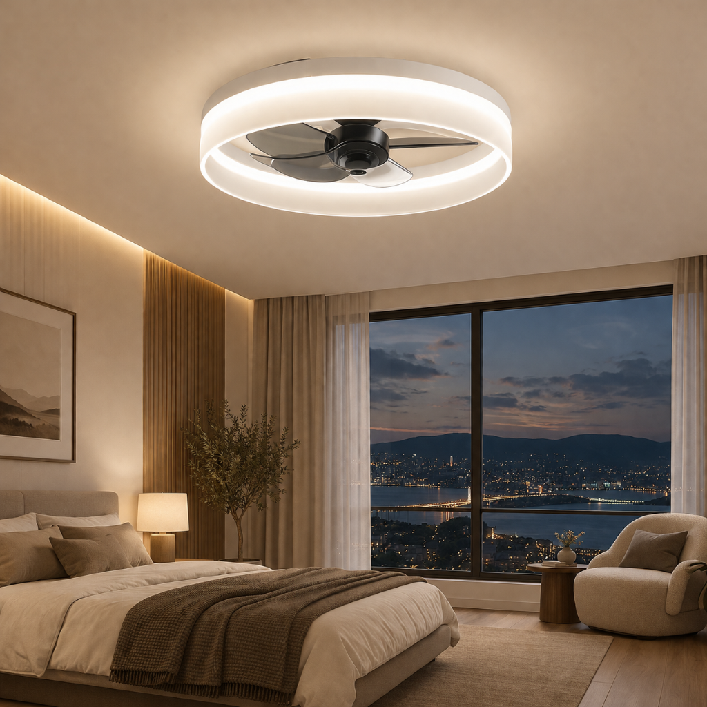 Ventilateur de Plafond Ultra-Slim avec LED - Modèle Foehn