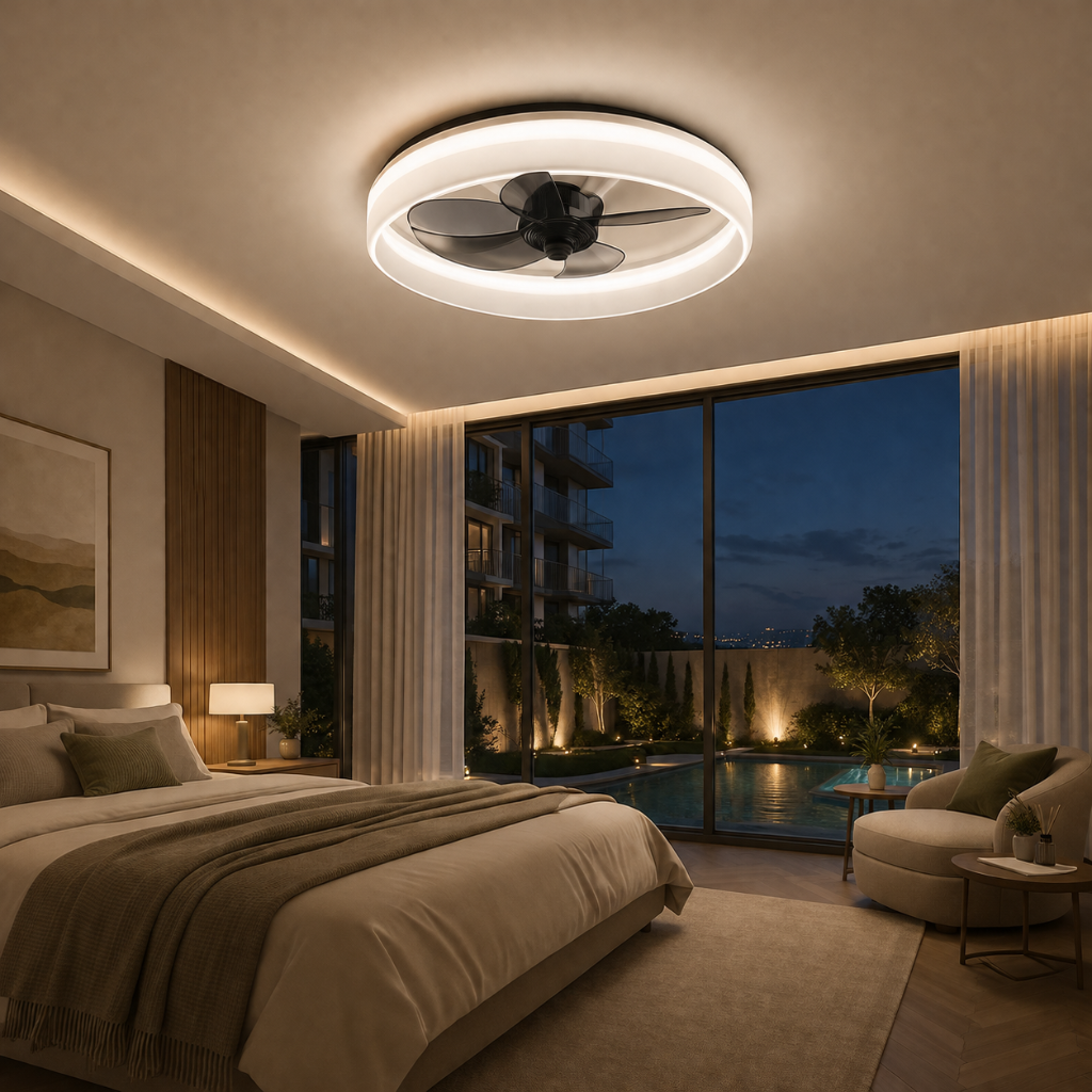 Ventilateur de Plafond Ultra-Slim avec LED - Modèle Foehn