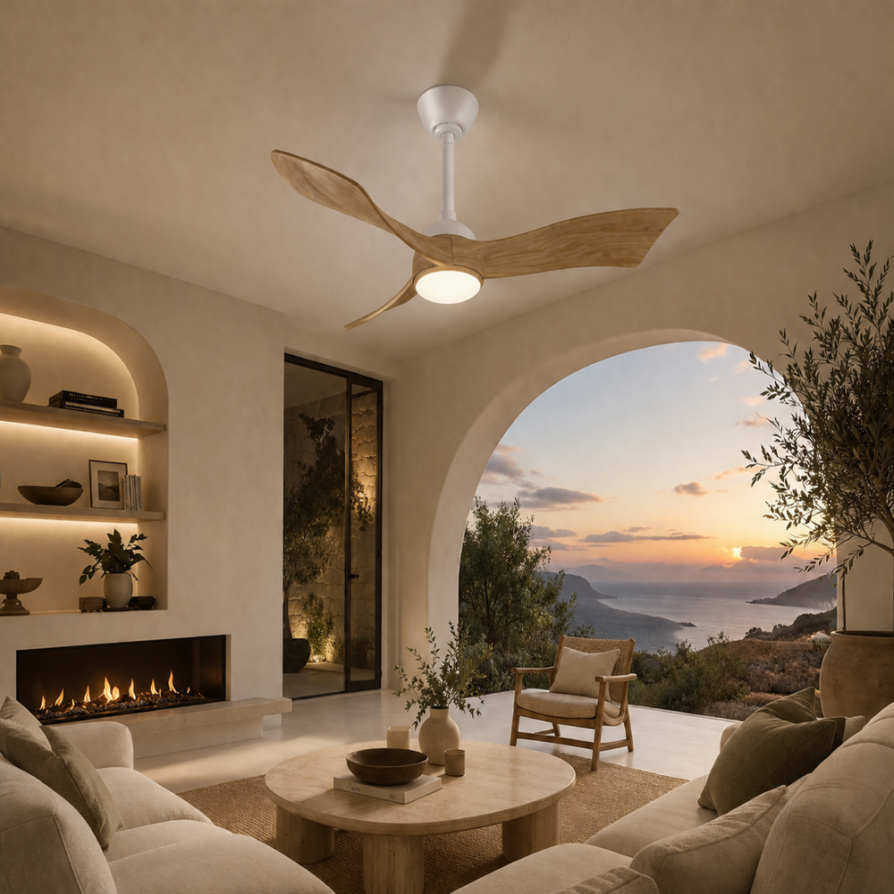 Ventilateur de plafond Cygne, détail des pales