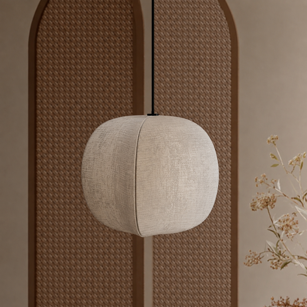 Suspension japonaise zen en tissu organique, lanterne Wabi-Sabi