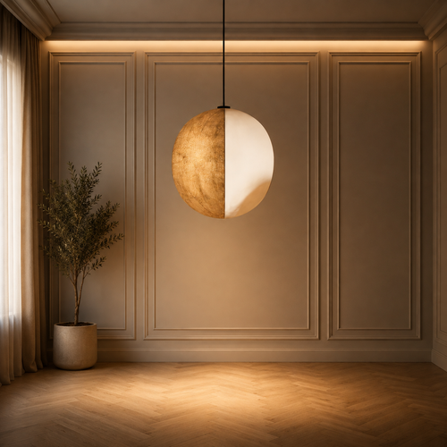 Grande suspension japonaise sculpturale — visuel d'ambiance