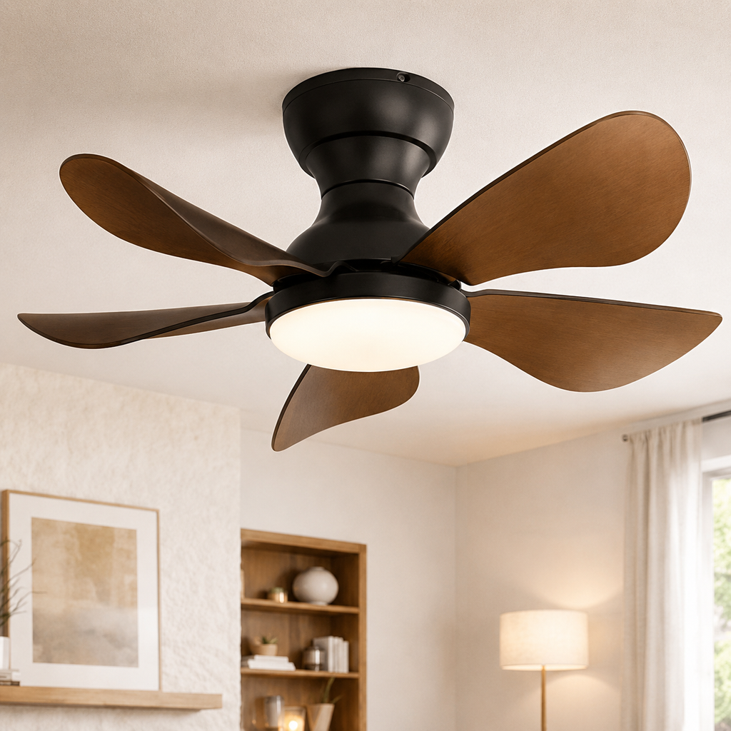 Ventilateur de Plafond Design Industriel & Plafonnier LED - Modèle Sigue
