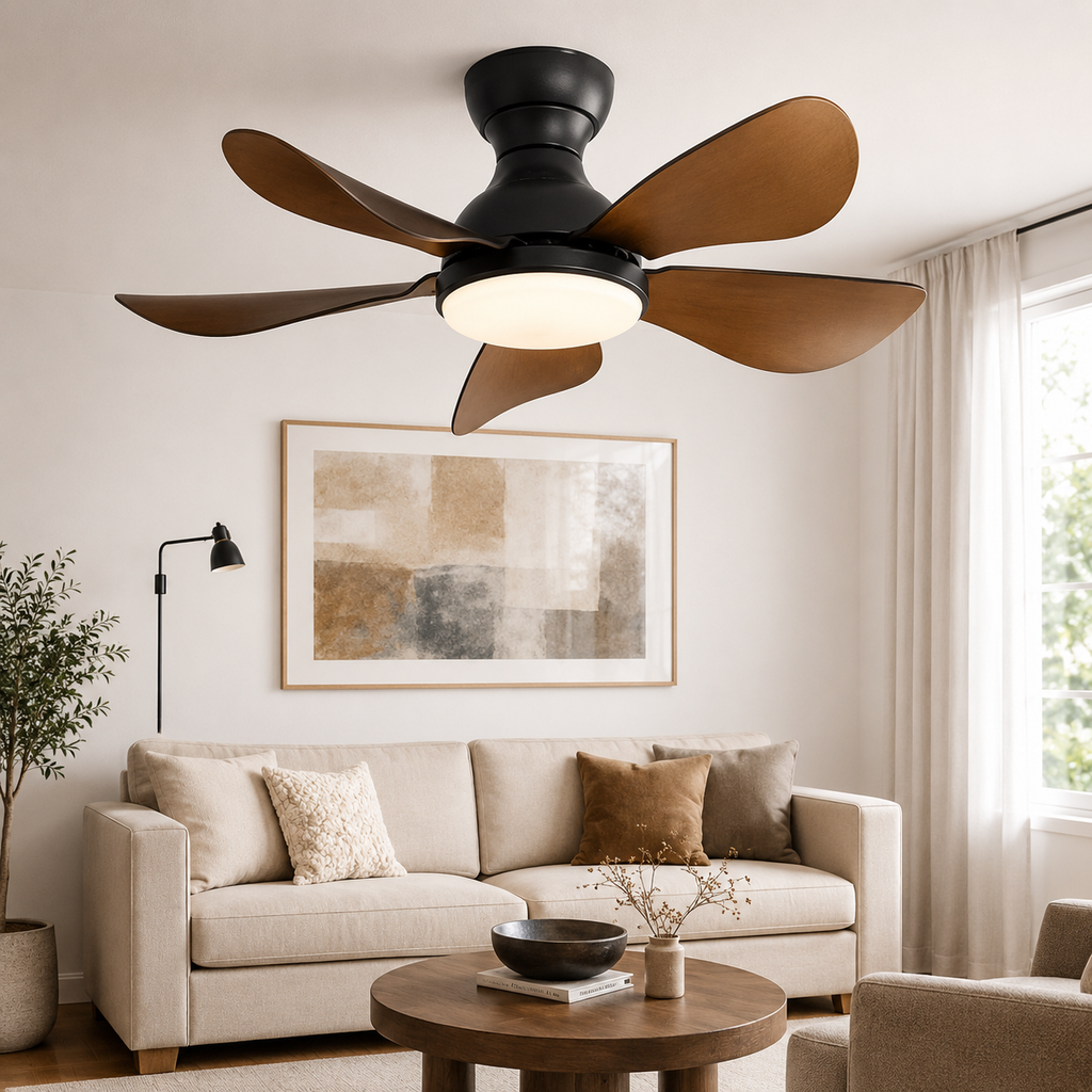 Ventilateur de Plafond Design Industriel & Plafonnier LED - Modèle Sigue