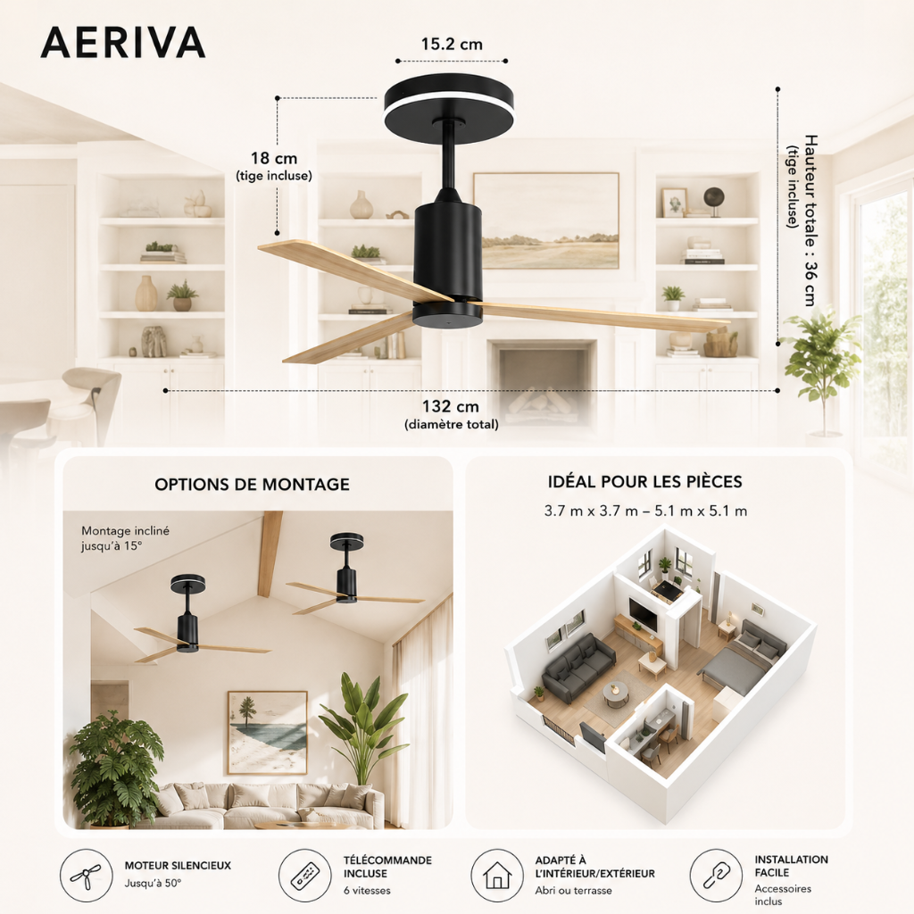 Ventilateur de Plafond Design Audacieux & Moderne - Modèle Némésis