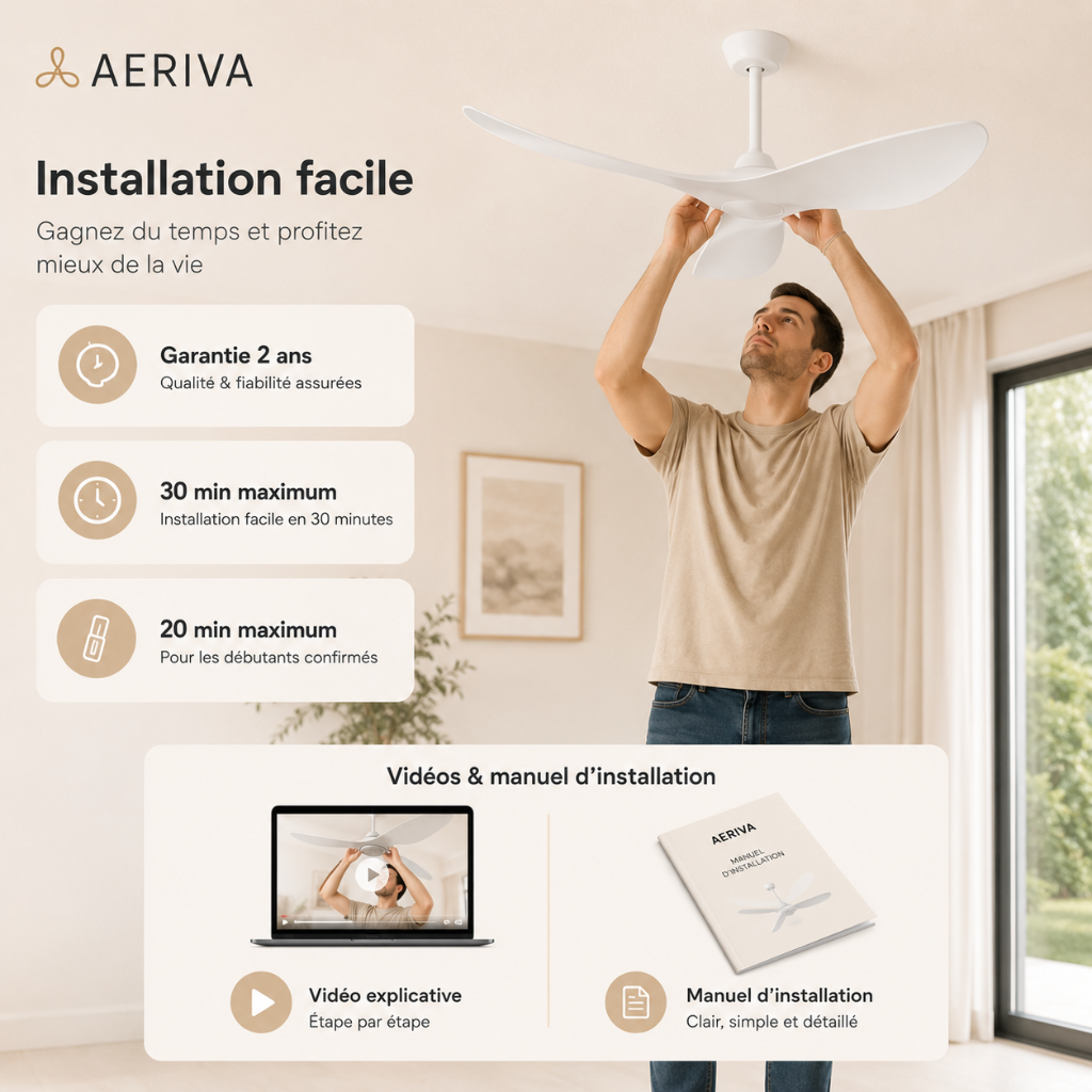 Ventilateur de Plafond Design Élégant & Compact - Modèle Capri