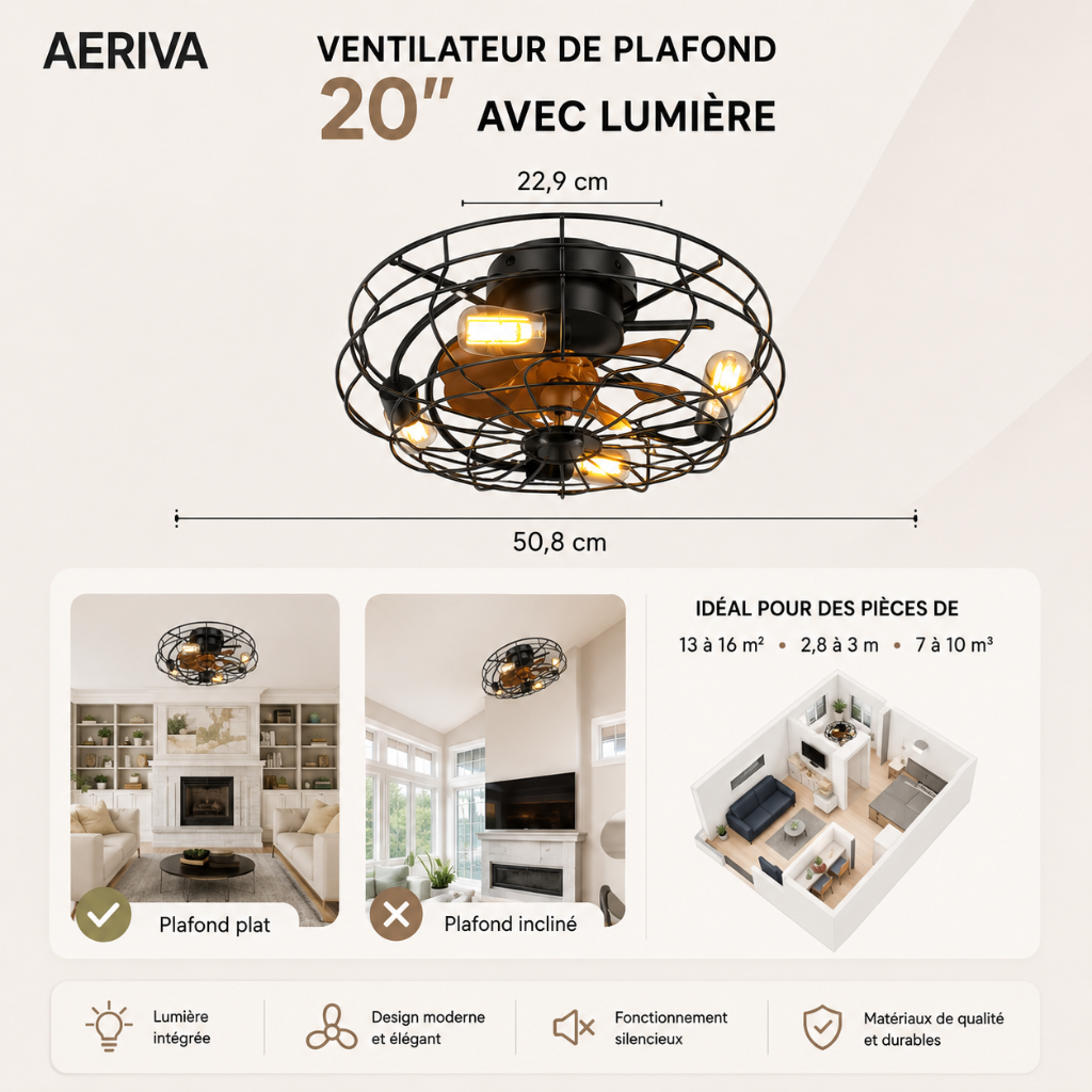 Ventilateur de Plafond Design Audacieux & Moderne - Modèle Némésis
