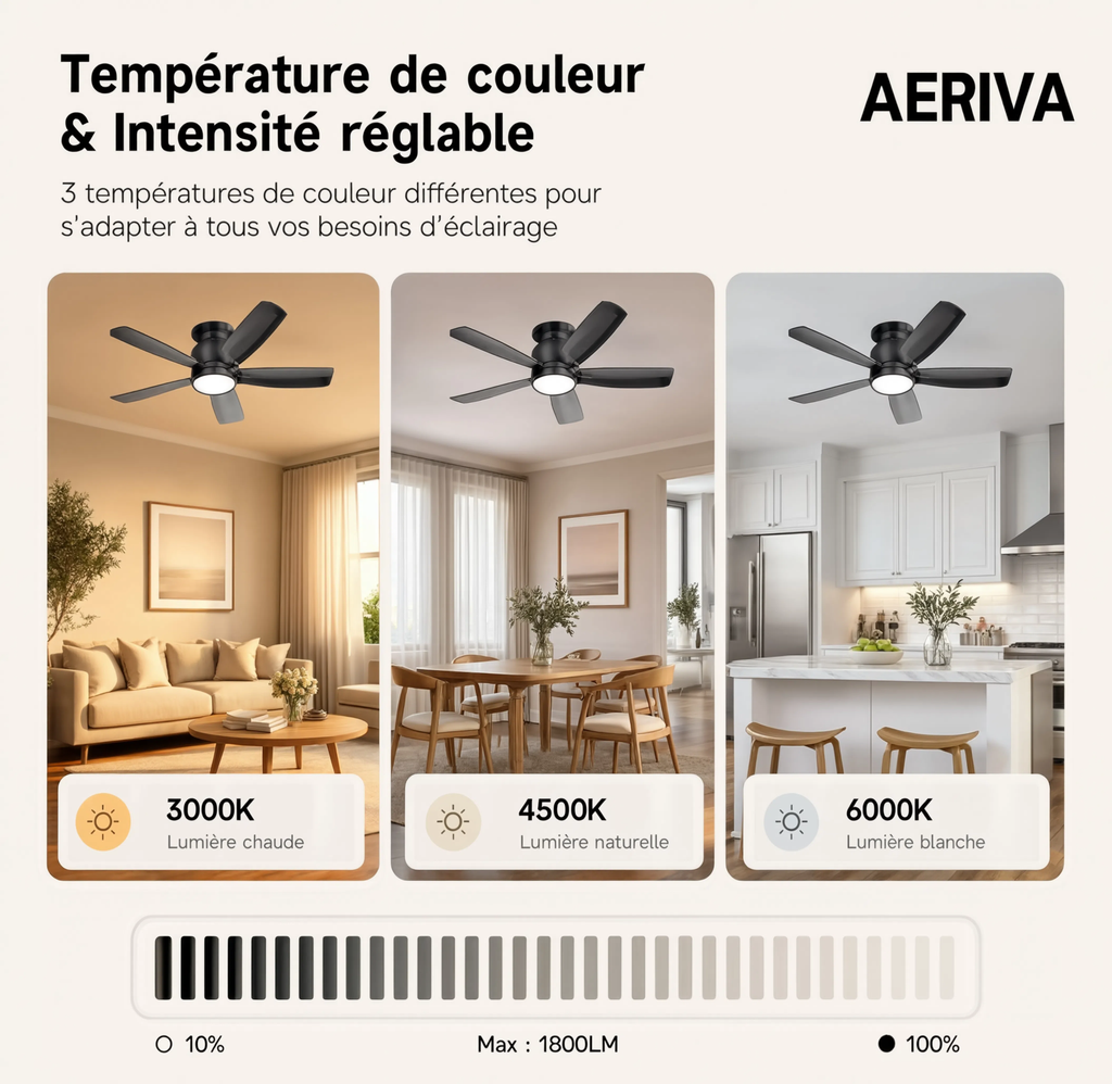 Ventilateur de Plafond Design Moderne & Épuré - Modèle Helixir