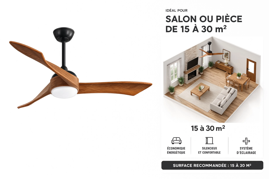Ventilateur de Plafond Design en Bois Nordique - Modèle Cygne