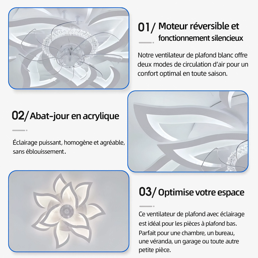 Ventilateur de Plafond LED Silencieux