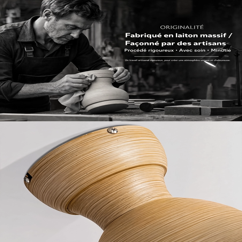 Ventilateur de Plafond Design en Bois Clair avec LED - Modèle Bora