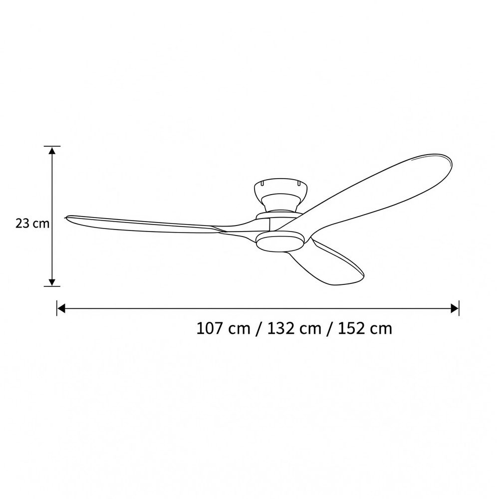 Schéma des dimensions — Ventilateur de plafond Nordka