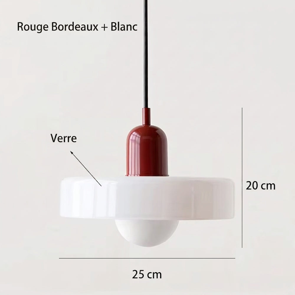 Schéma des dimensions — Suspension Rétro Bauhaus verre soufflé bicolore
