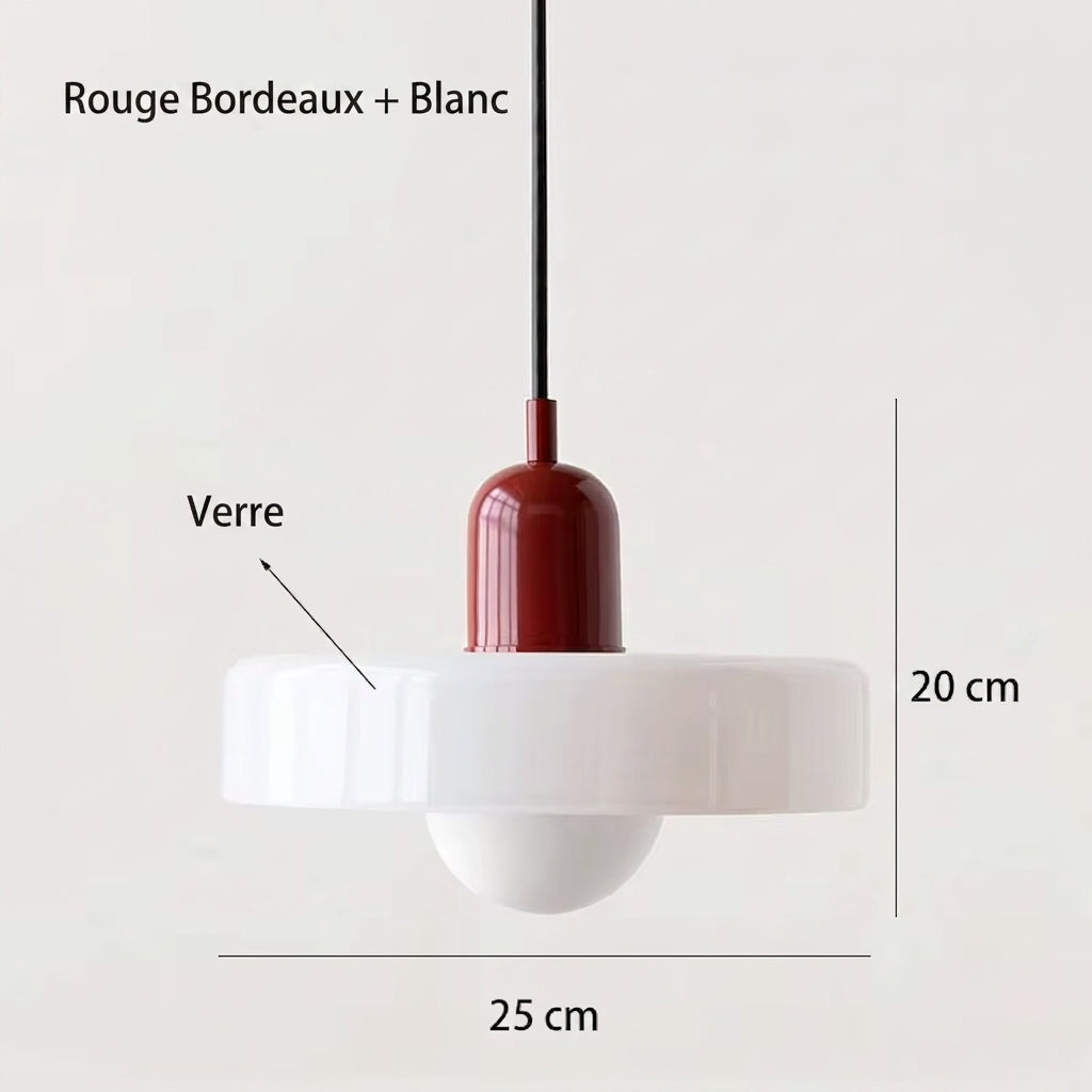 Schéma des dimensions — Suspension Rétro Bauhaus verre soufflé bicolore