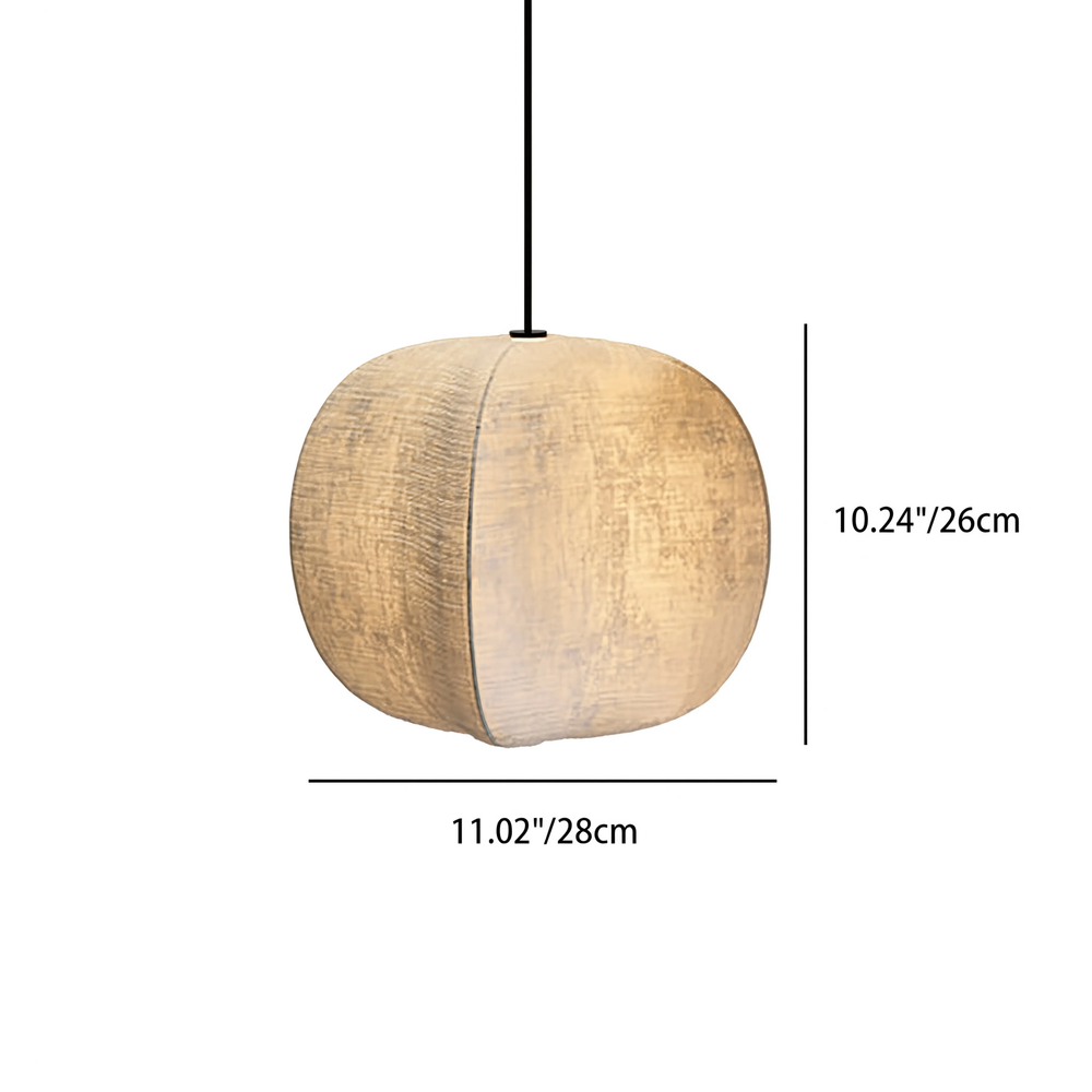 Suspension japonaise zen en tissu organique, vue produit sur fond blanc