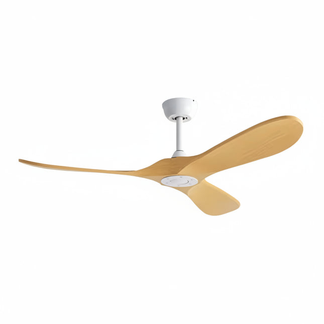 Ventilateur de plafond Eden vintage blanc et bois clair, vue produit