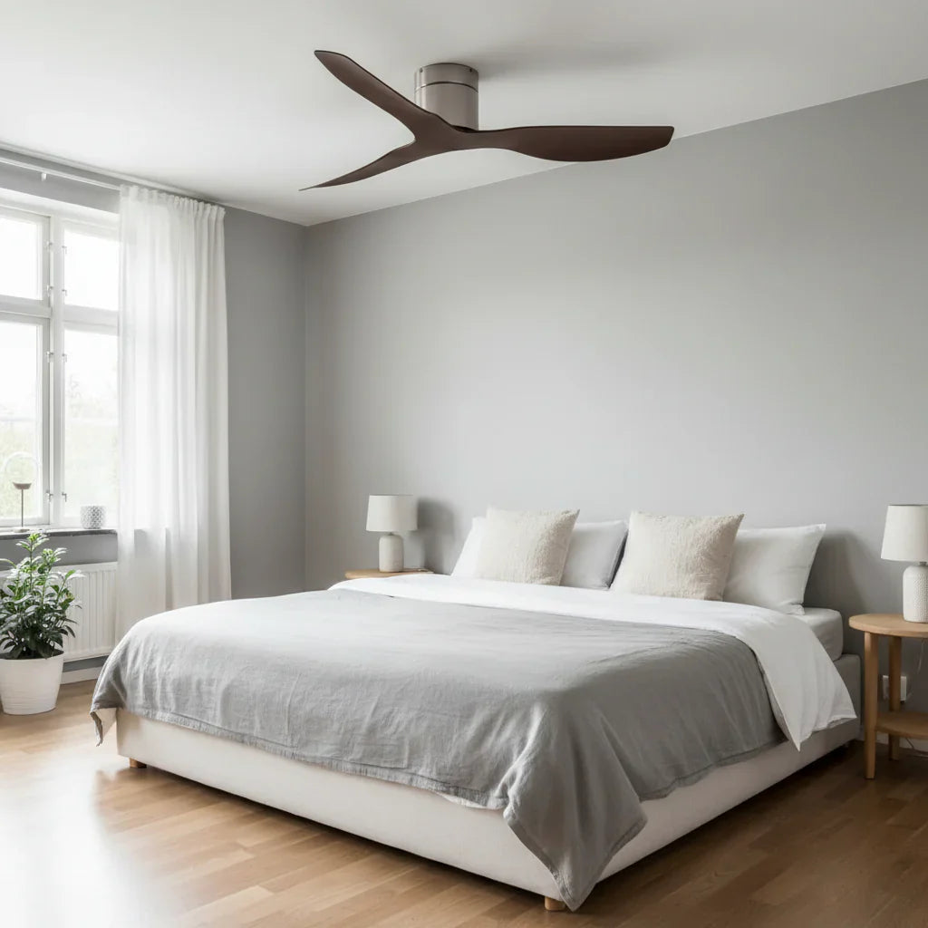 Vergo | Ventilateur ultra-plat argent et bois foncé