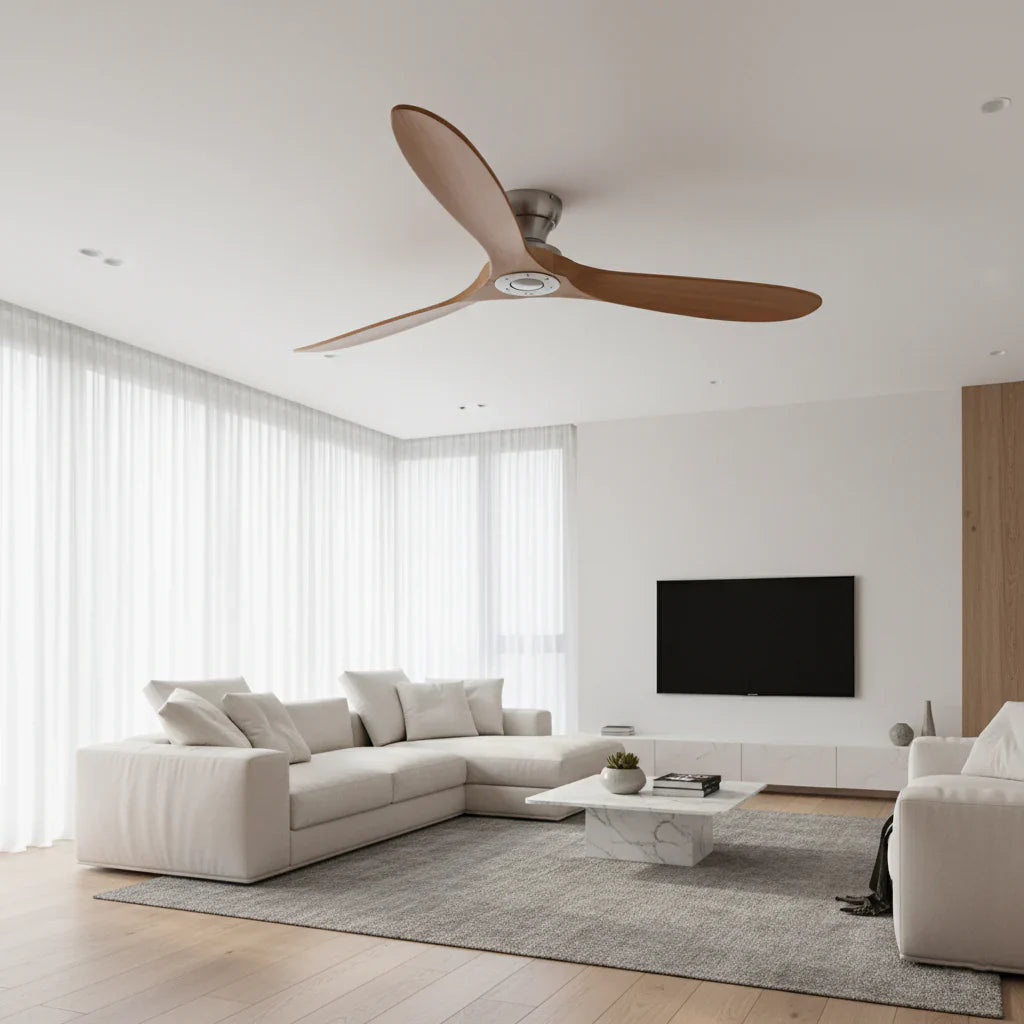 Frio | Ventilateur bois massif naturel et argent