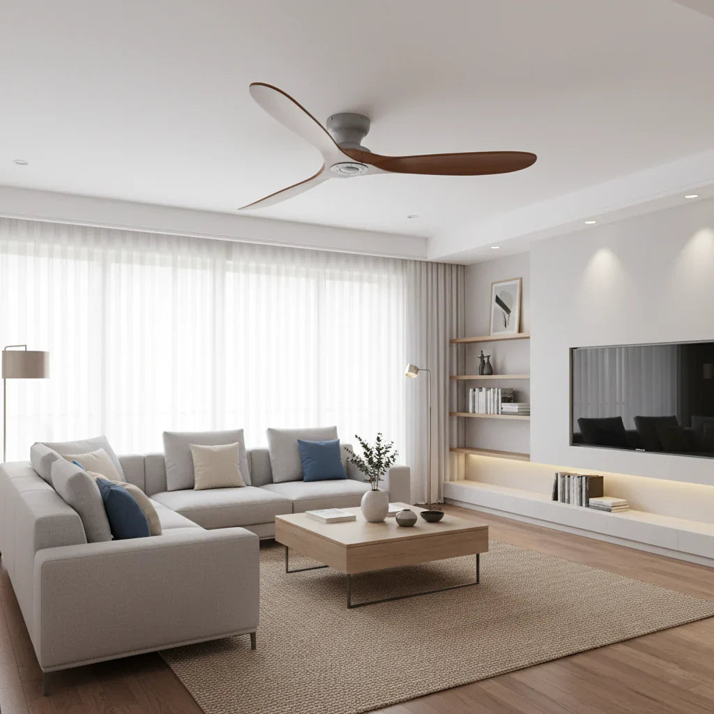 Skema | Ventilateur bois massif foncé et gris