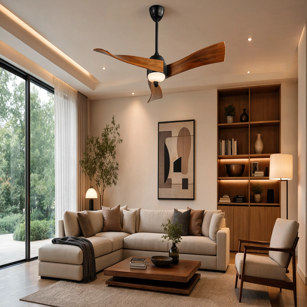 Ventilateur de Plafond Design en Bois Nordique - Modèle Cygne