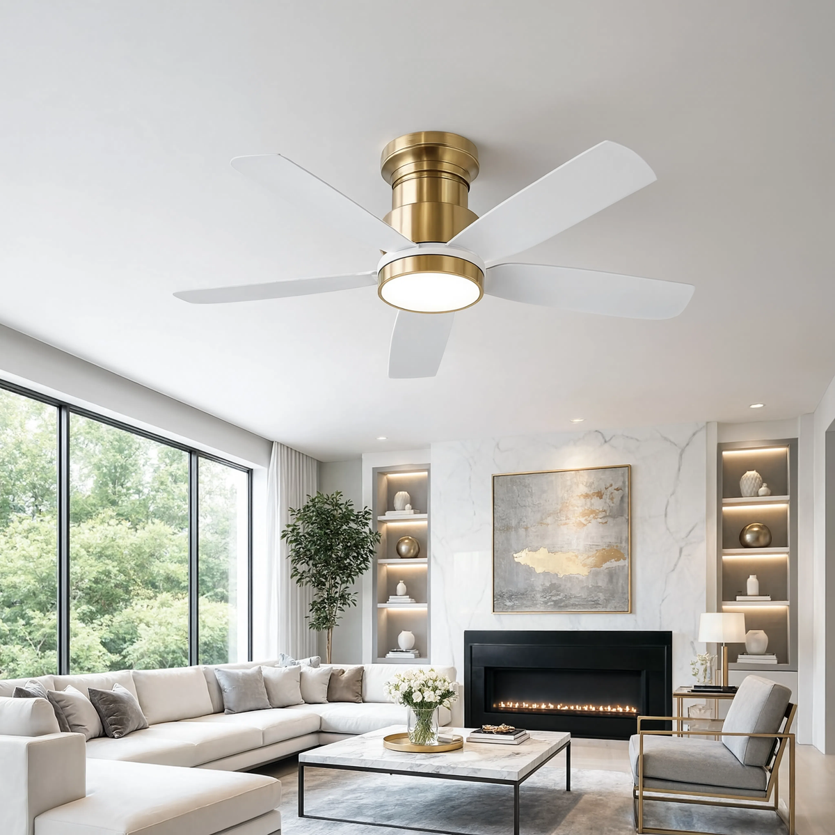 Ventilateur de plafond Helixir, salon lumineux