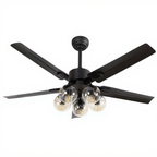 Ventilateur de Plafond Design Lustre 5 Globes en Verre Modèle Galaxie