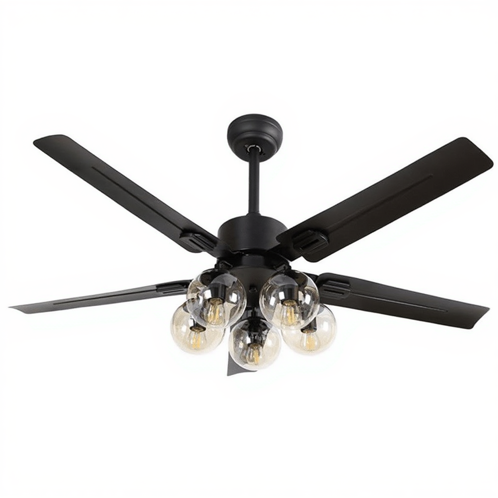 Ventilateur de Plafond Design Lustre 5 Globes en Verre Modèle Galaxie