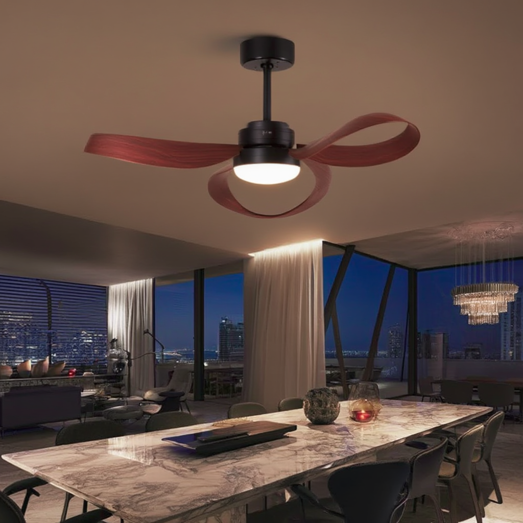 Ventilateur de Plafond Design en Bois Naturel - Modèle Sirocco