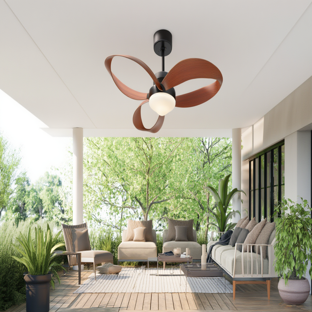 Ventilateur de Plafond Design en Bois Naturel - Modèle Sirocco