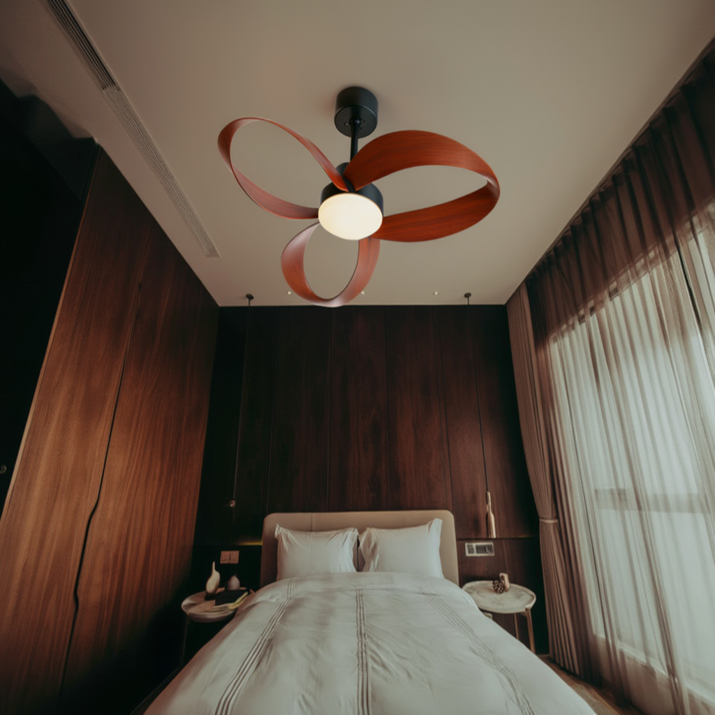 Ventilateur de Plafond Design en Bois Naturel - Modèle Sirocco