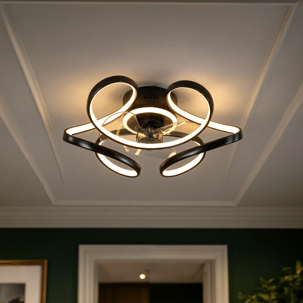 Ventilateur de plafond Harmattan Art Déco sculptural, vue d'ensemble