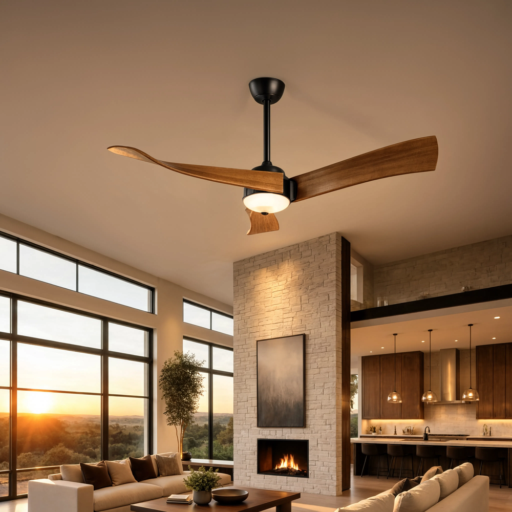 Ventilateur de plafond Cygne design nordique, espace lumineux