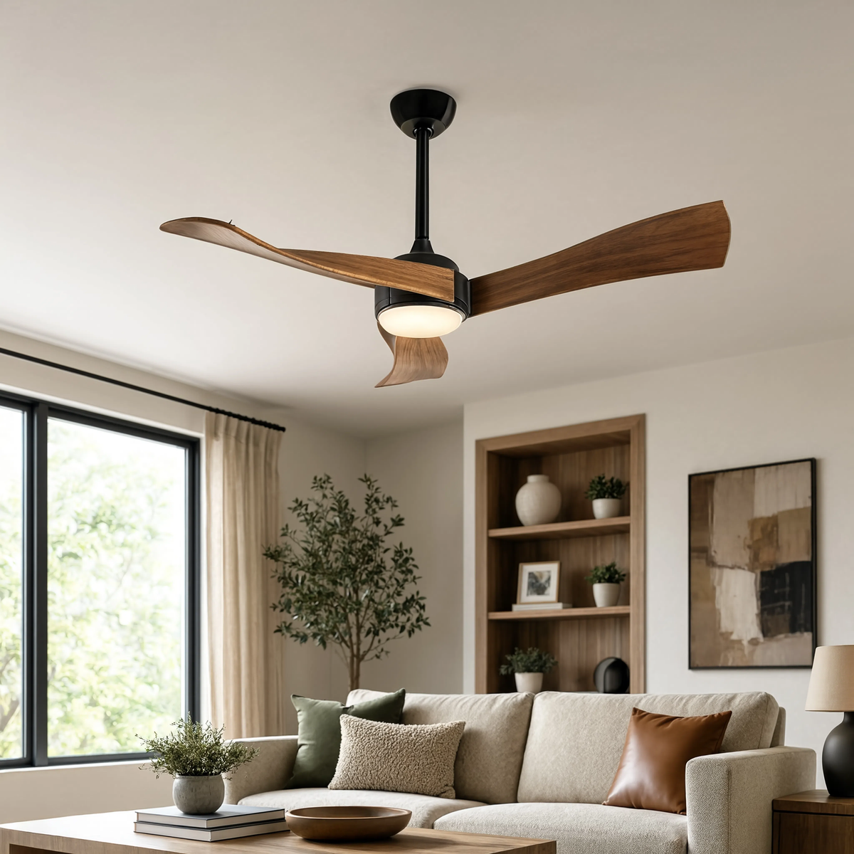 Ventilateur de plafond Cygne design nordique, salon moderne