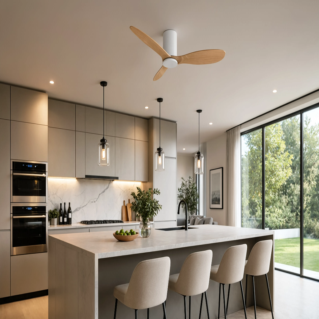 Ventilateur de Plafond Design en Bois Naturel – Modèle Axiolog