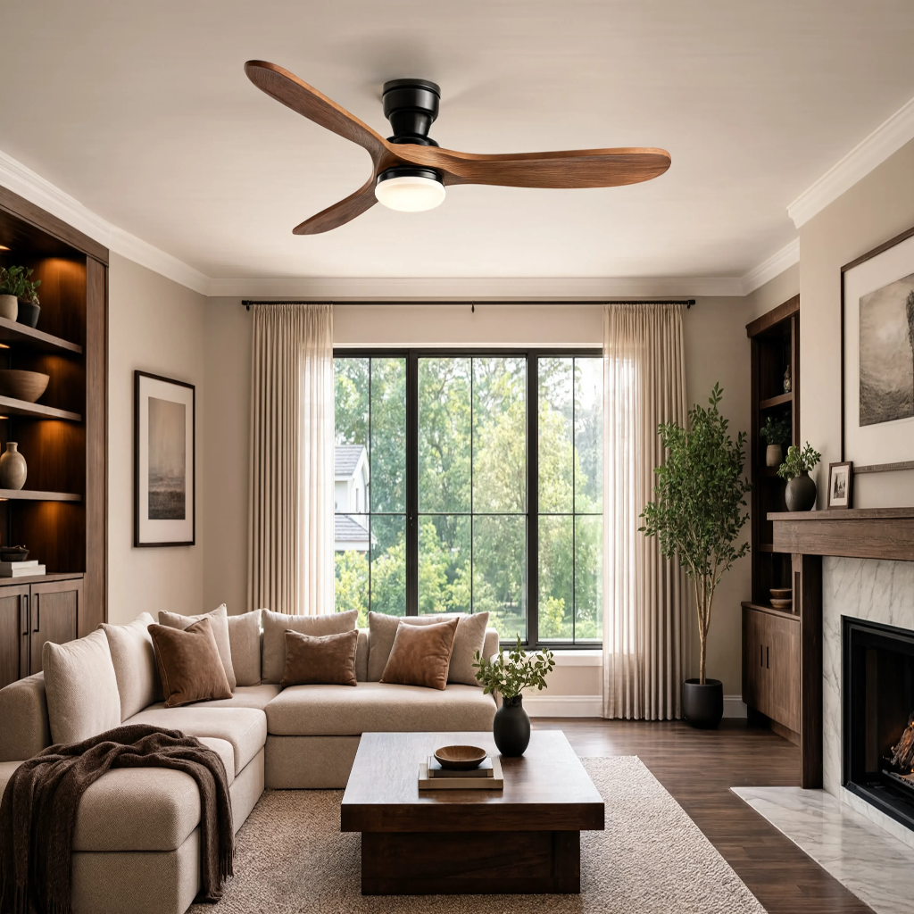 Ventilateur de Plafond Design en Bois Massif – Modèle Nordka