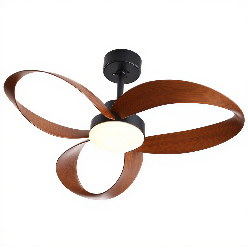 Ventilateur de Plafond Design en Bois Naturel - Modèle Sirocco