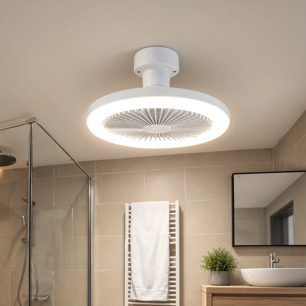 Ampoule ventilateur Levanto 3-en-1 LED, en salle de bain