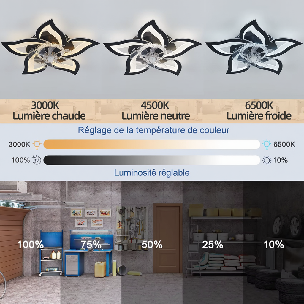 Ventilateur de Plafond LED Silencieux Modèle Zéphyr