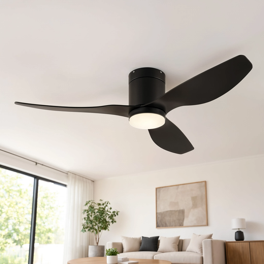 Ventilateur de plafond Syracus finition noir mat, en intérieur