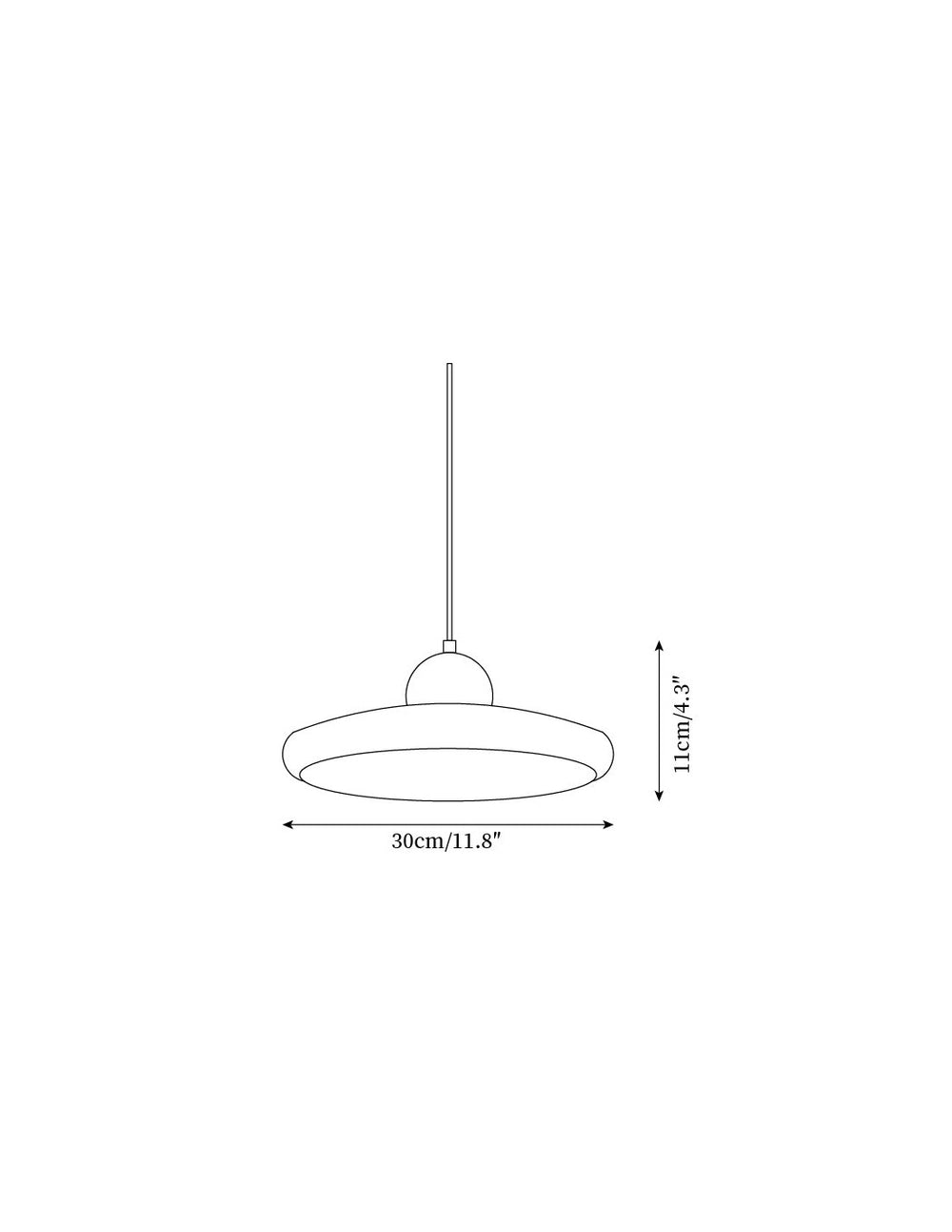 Schéma des dimensions — Suspension Disque Galbé Travertin Naturel & Bois