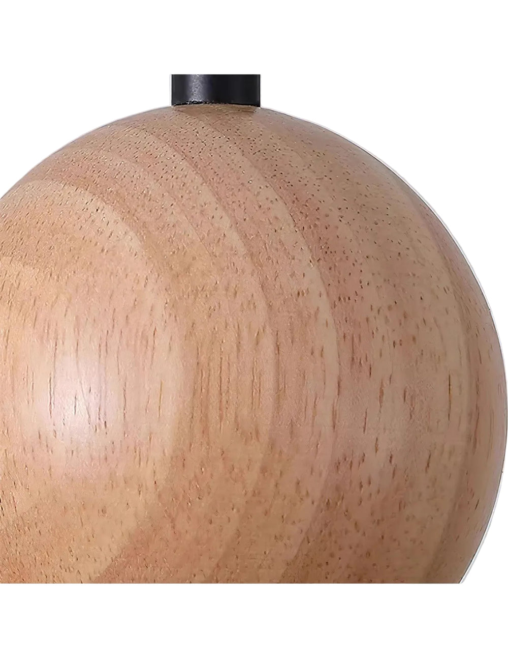 Suspension disque en travertin naturel, détail zoom sur la sphère bois
